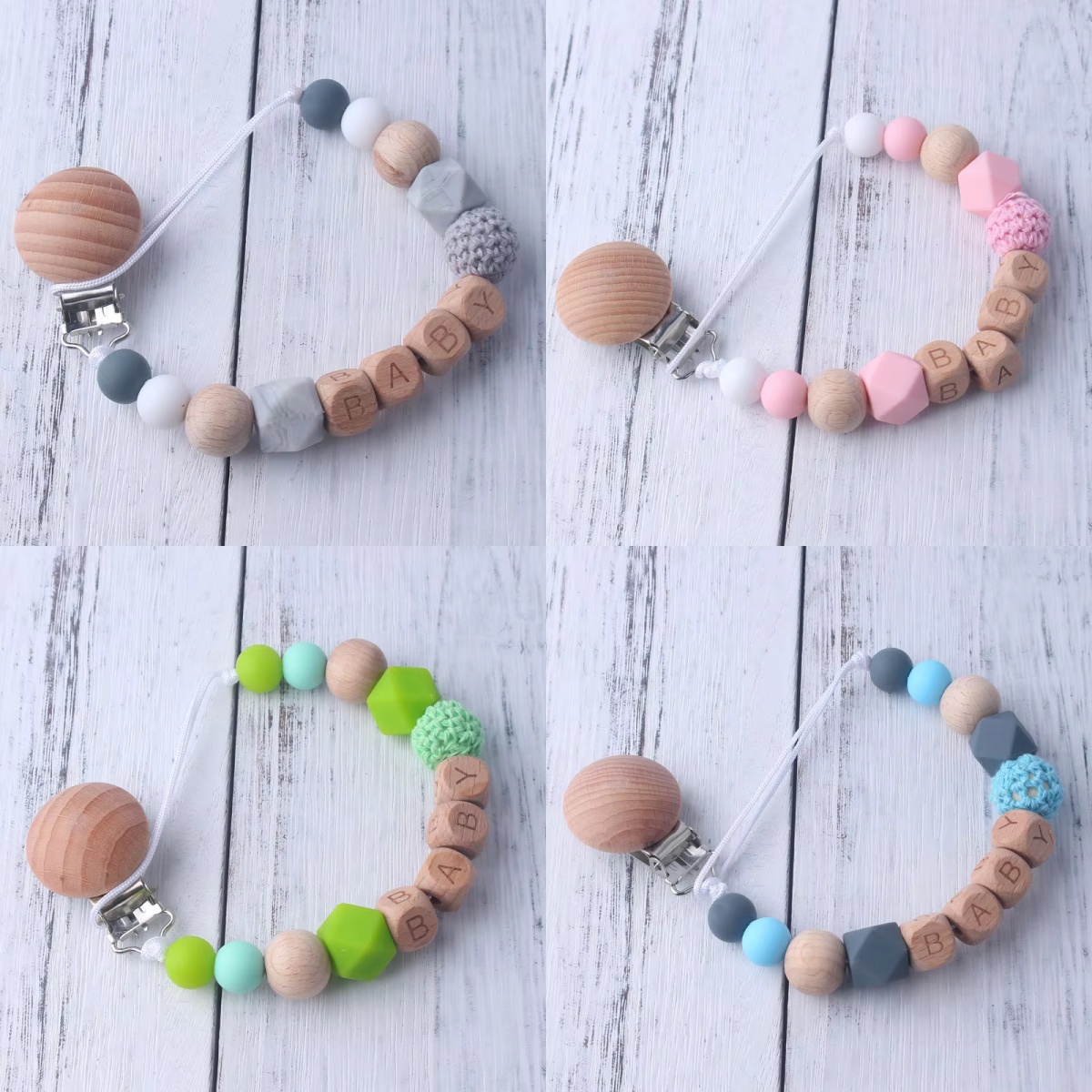 Wooden Letter Sign - Baby Pacifier Clip with Wooden &