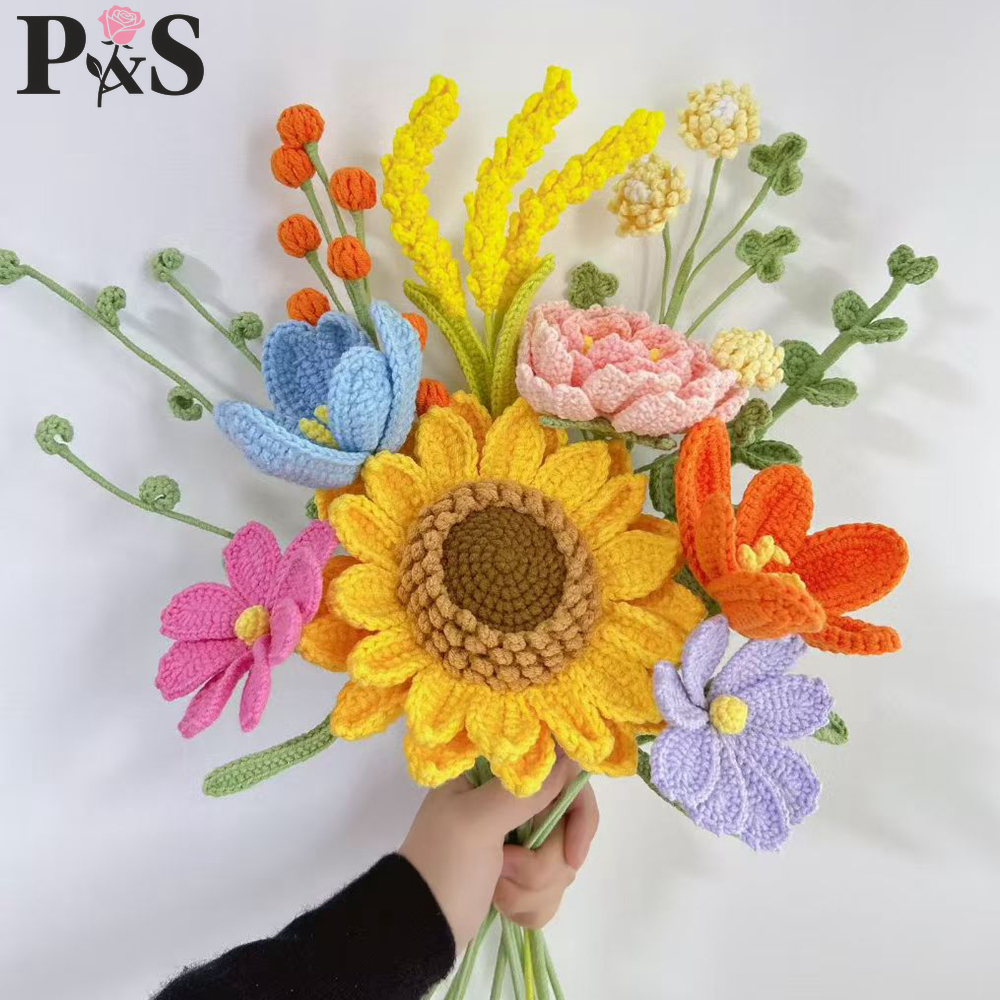 Home Decor Tulip - Handmade Crochet Flower Bouquet Luxury Sunflower