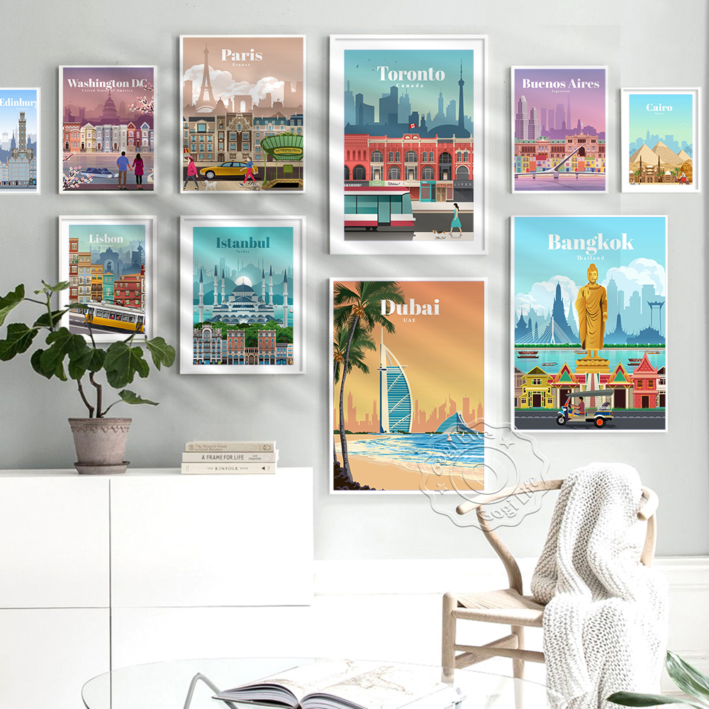Home Decor Melbourne - Modern Tavel City Scenery Canvas Painting