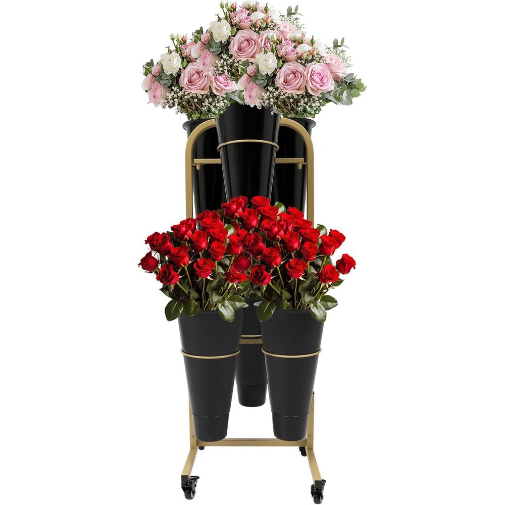 Home Decor On Wheels - Gold and Black 6-Bucket Lower Display
