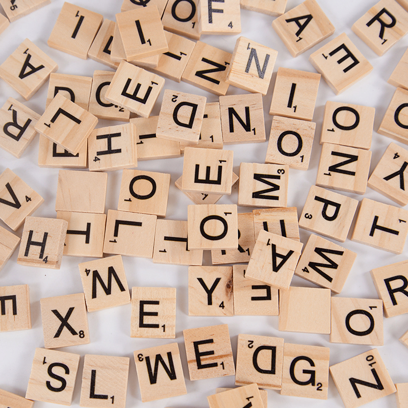 Wooden Letter Sign - 100Pcs Wood Tiles Letter Alphabet Craft