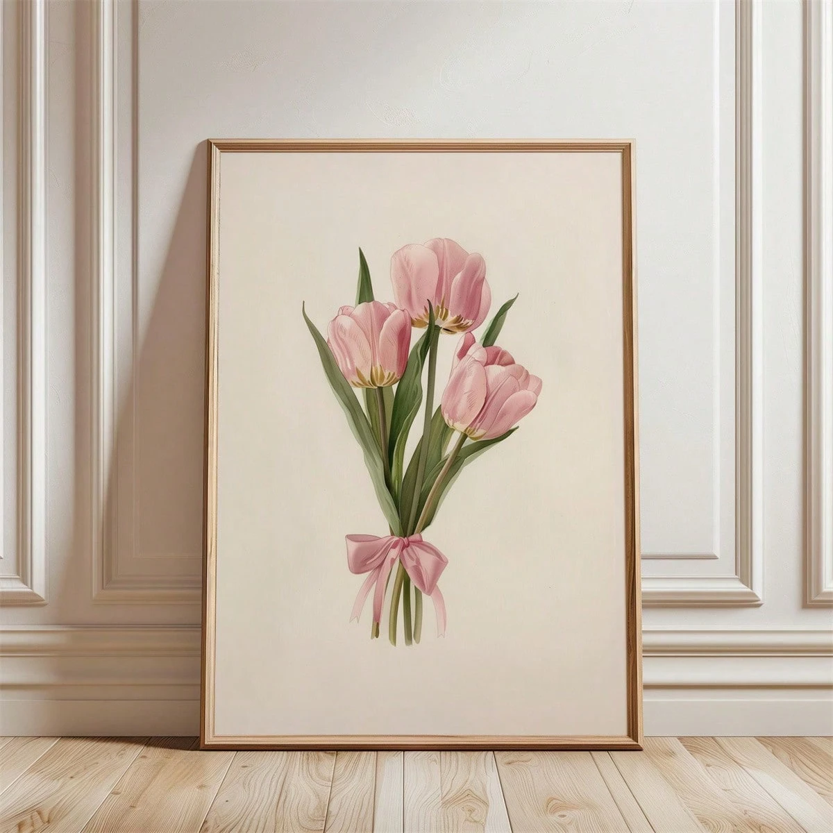 Home Decor Tulip - Pink Tulip Floral Wall Art Canvas