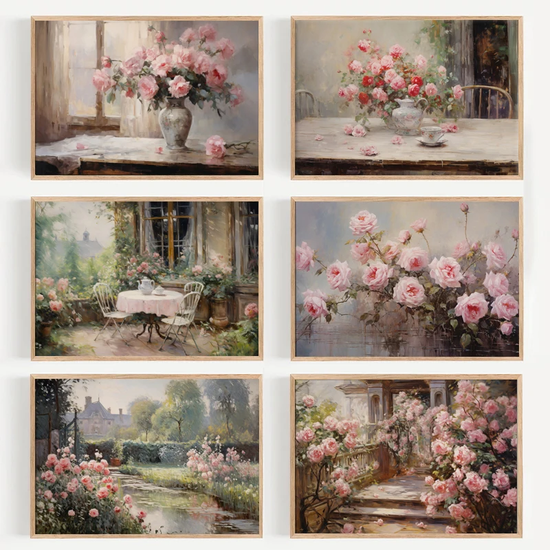 1pc frameless Vintage  Paintin - огляд і ціна Home Decor Vase With Flowers
