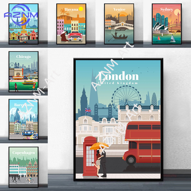 Modern Famous City Tourism Wal - огляд і ціна Home Decor Melbourne
