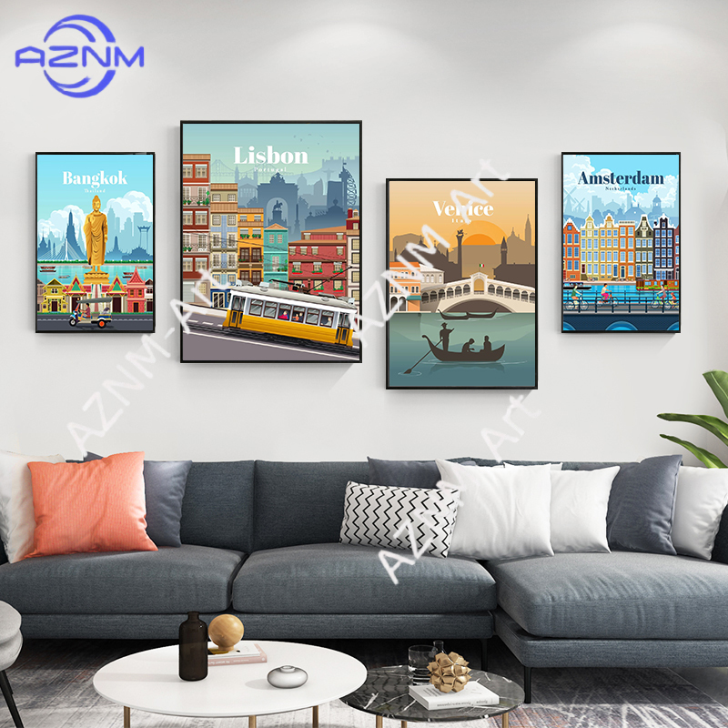 Modern Famous City Tourism Wal - огляд і ціна Home Decor Melbourne