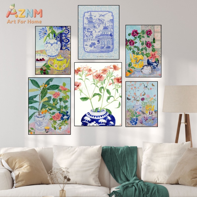 AZNM Chinoiserie Blue White Po - огляд і ціна Home Decor Vase With Flowers