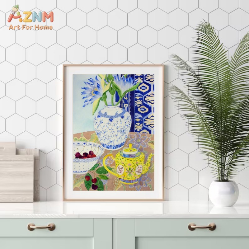 AZNM Chinoiserie Blue White Po - огляд і ціна Home Decor Vase With Flowers