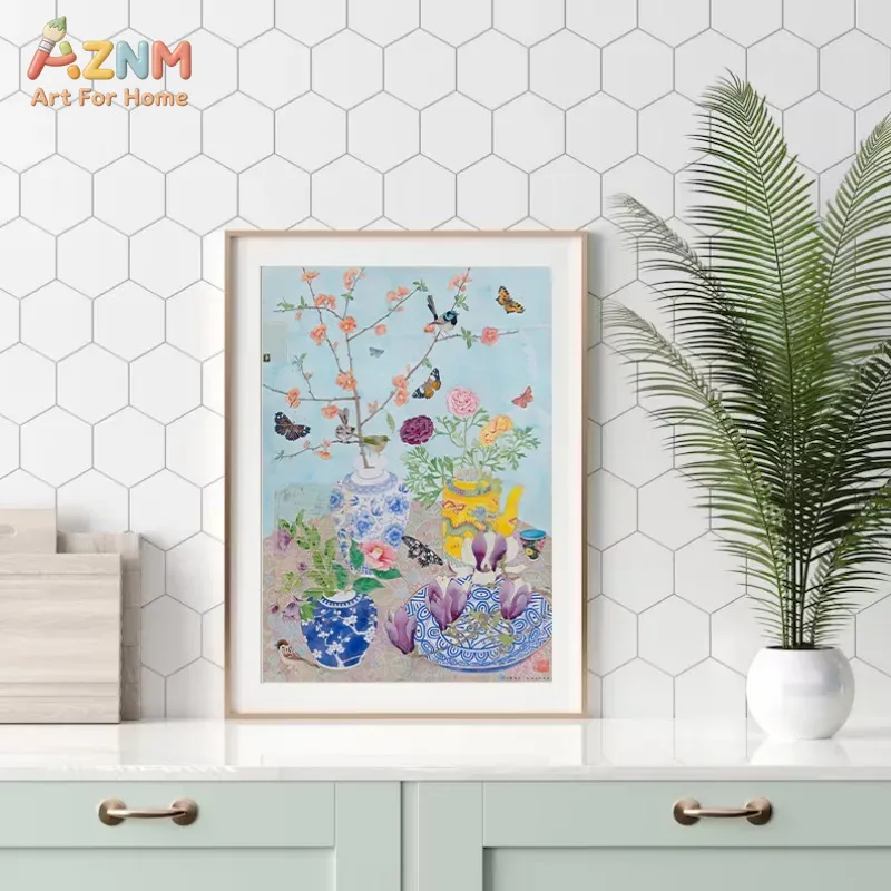 AZNM Chinoiserie Blue White Po - огляд і ціна Home Decor Vase With Flowers
