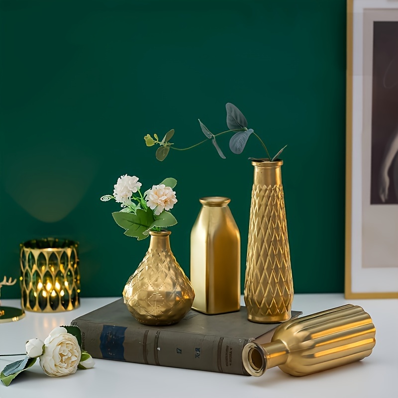 Golden Glass Vase, Cylindrical - огляд і ціна Home Decor Vase With Flowers