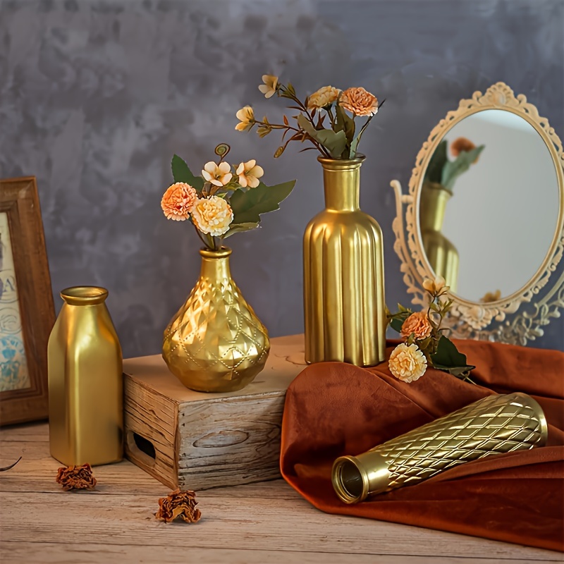Golden Glass Vase, Cylindrical - огляд і ціна Home Decor Vase With Flowers