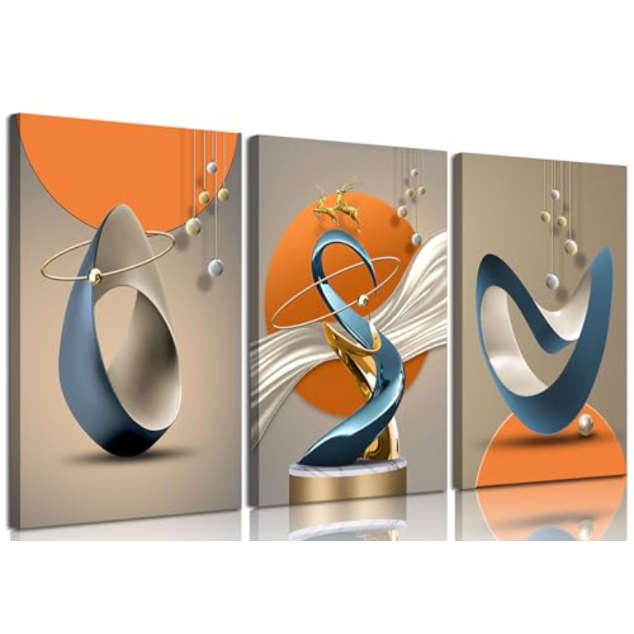 3 Pcs Modern Abstract Canvas W - огляд і ціна Home Decor Orange