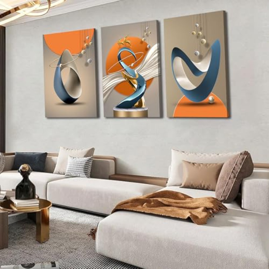 3 Pcs Modern Abstract Canvas W - огляд і ціна Home Decor Orange