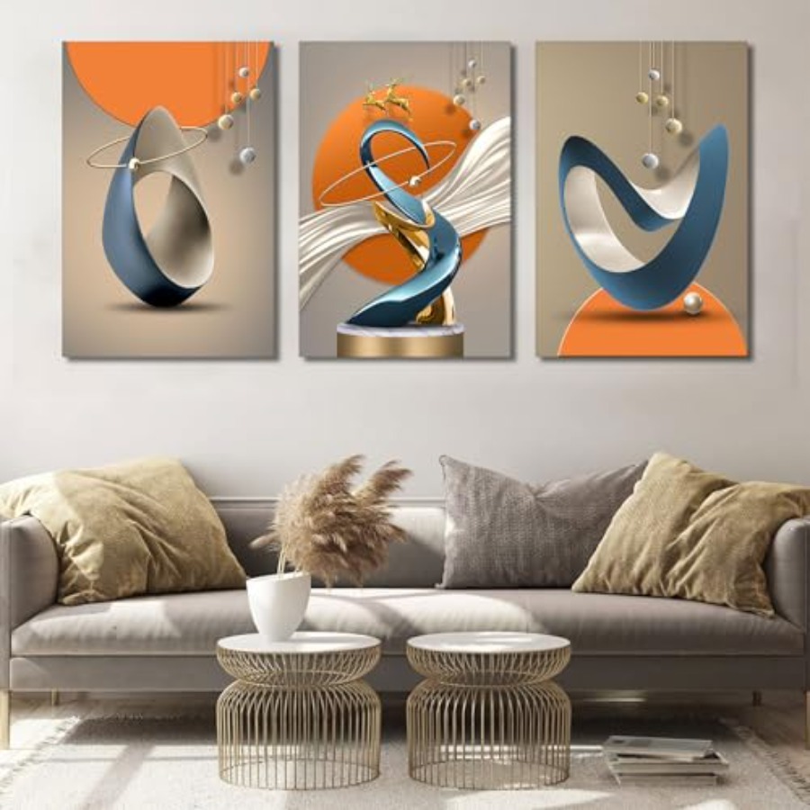 3 Pcs Modern Abstract Canvas W - огляд і ціна Home Decor Orange