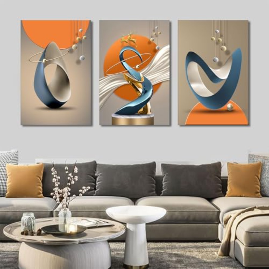3 Pcs Modern Abstract Canvas W - огляд і ціна Home Decor Orange