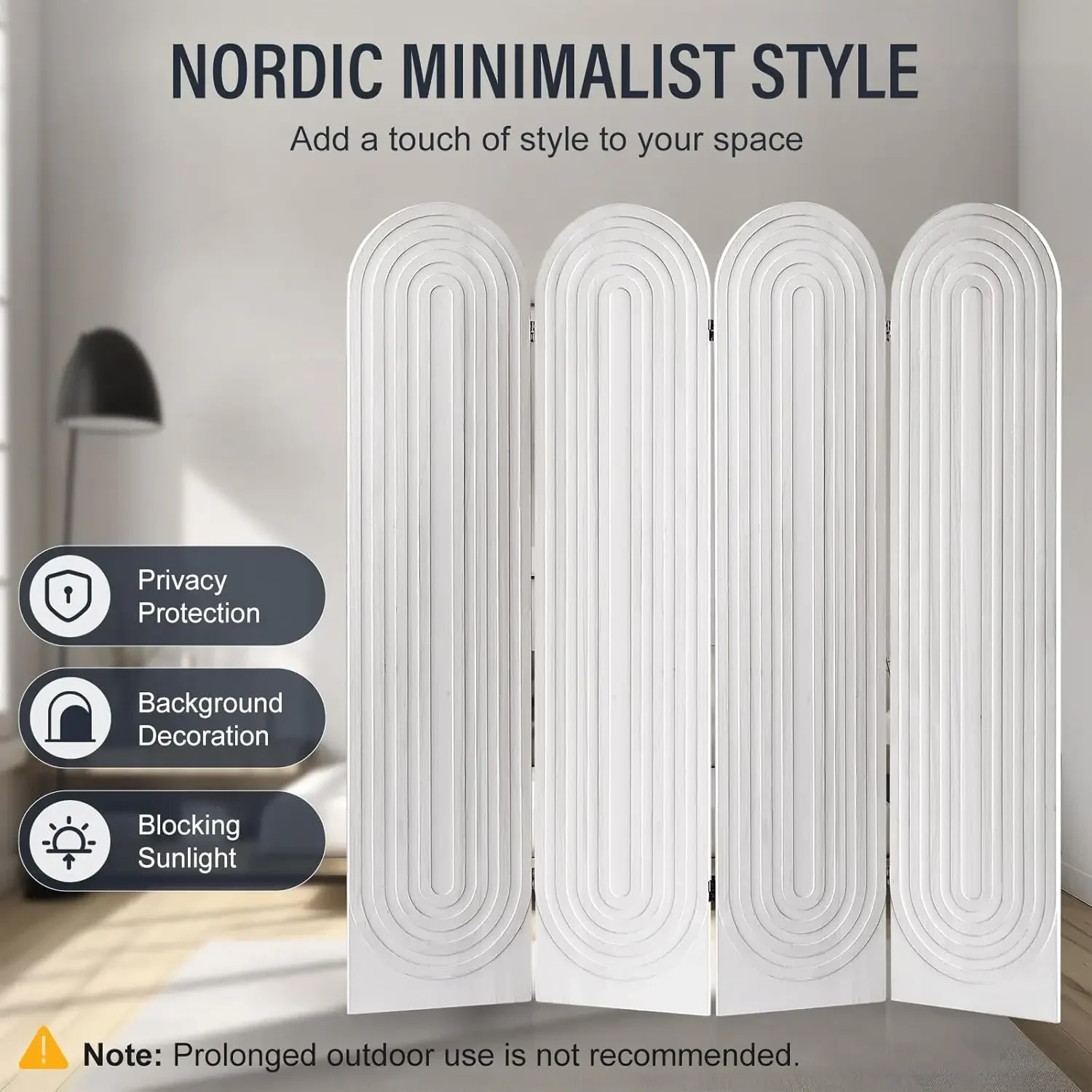 White Foldable Wood Arched Pri - огляд і ціна Room Divider Screen