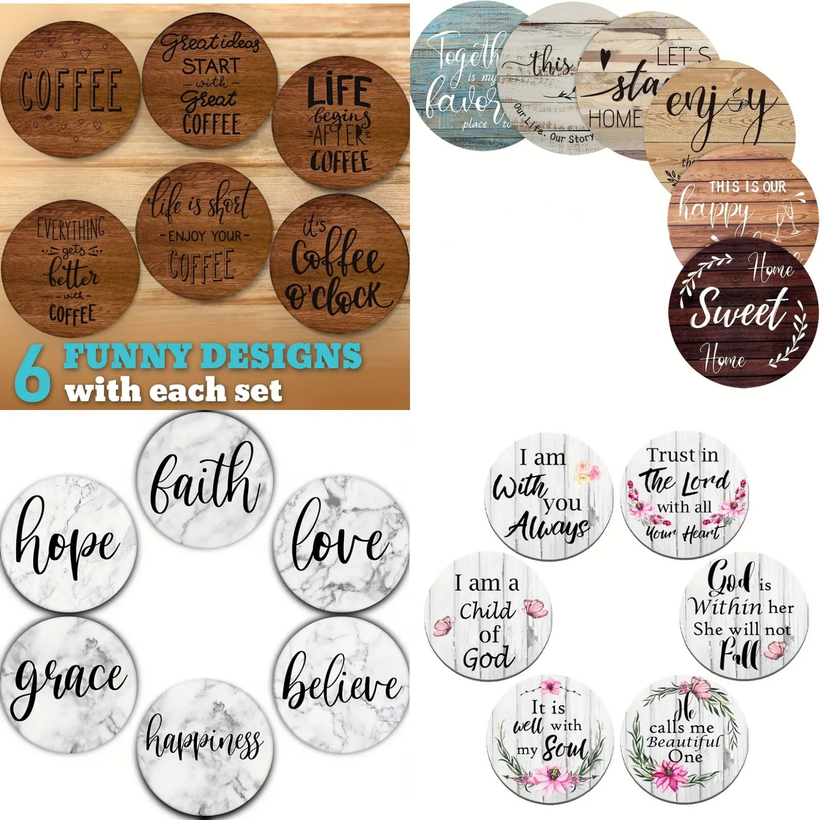 6 pieces of circular inspirati - огляд і ціна Wooden Letter Sign