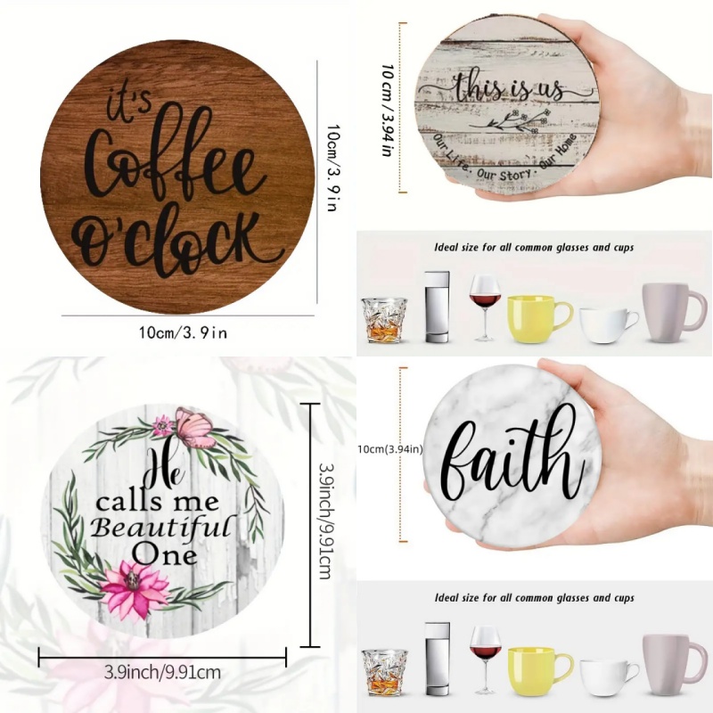6 pieces of circular inspirati - огляд і ціна Wooden Letter Sign