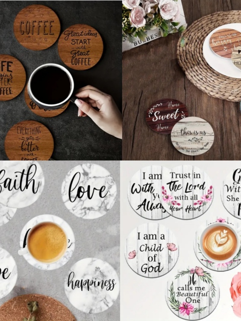 6 pieces of circular inspirati - огляд і ціна Wooden Letter Sign