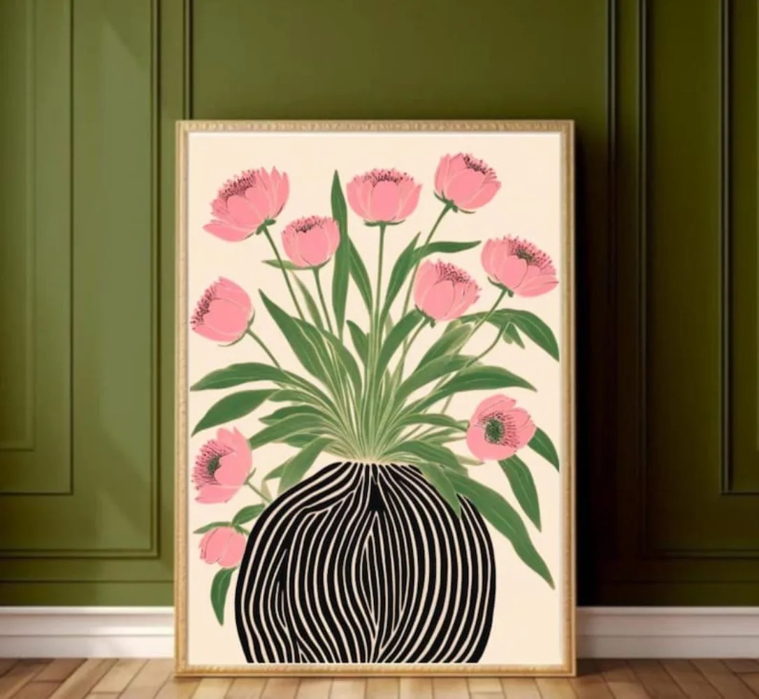A Frameless Floral Poster,Mati - огляд і ціна Home Decor Vase With Flowers
