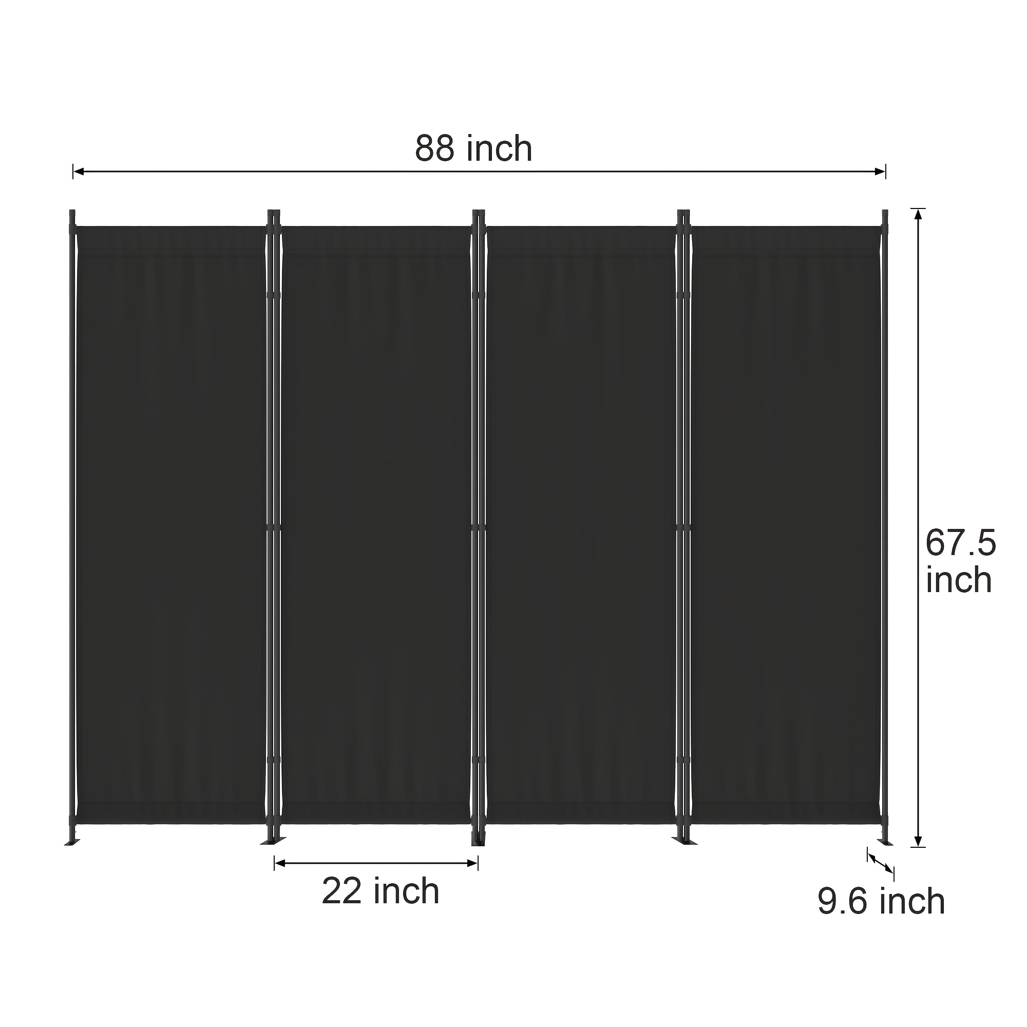 4-Panel Modern Black Privacy S - огляд і ціна Room Divider Screen