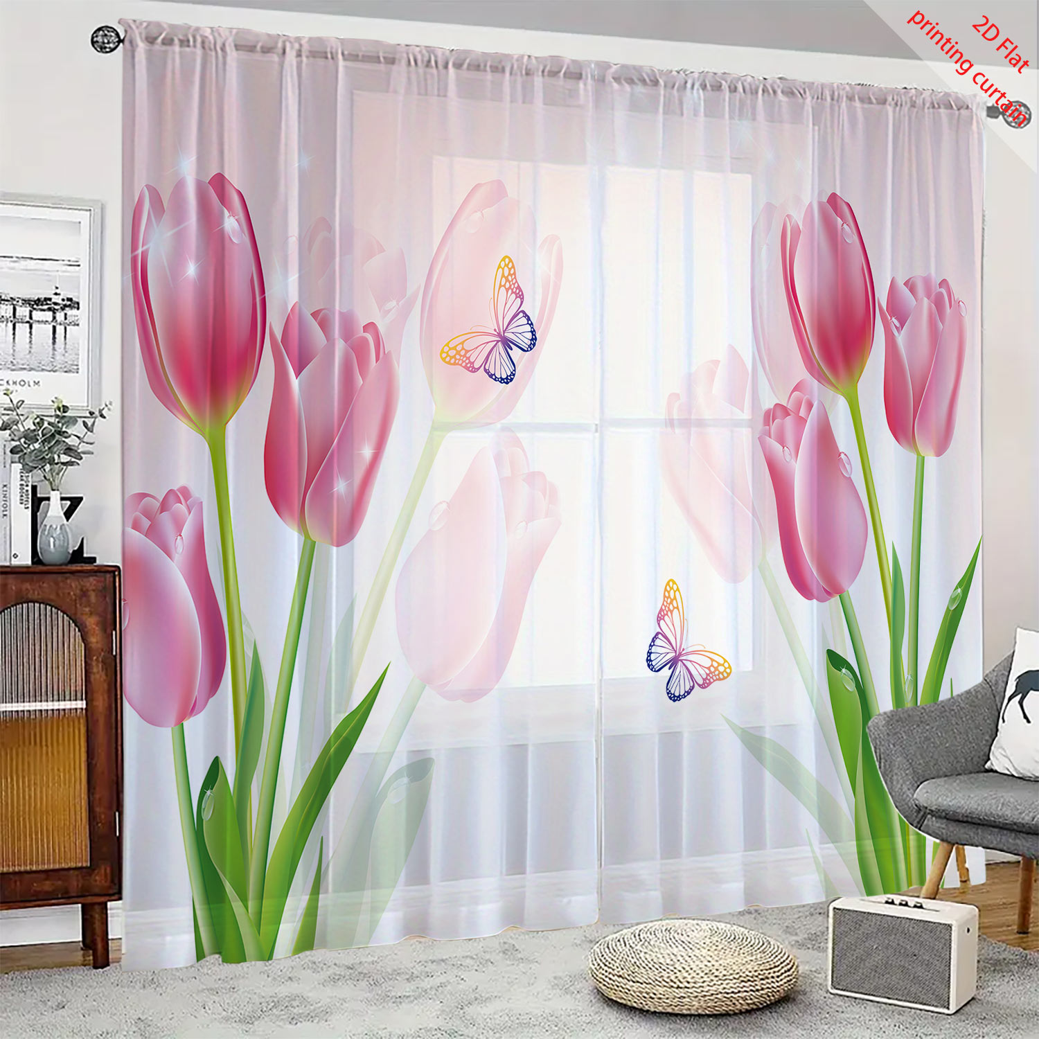 Pink tulip print transparent g - огляд і ціна Home Decor Tulip