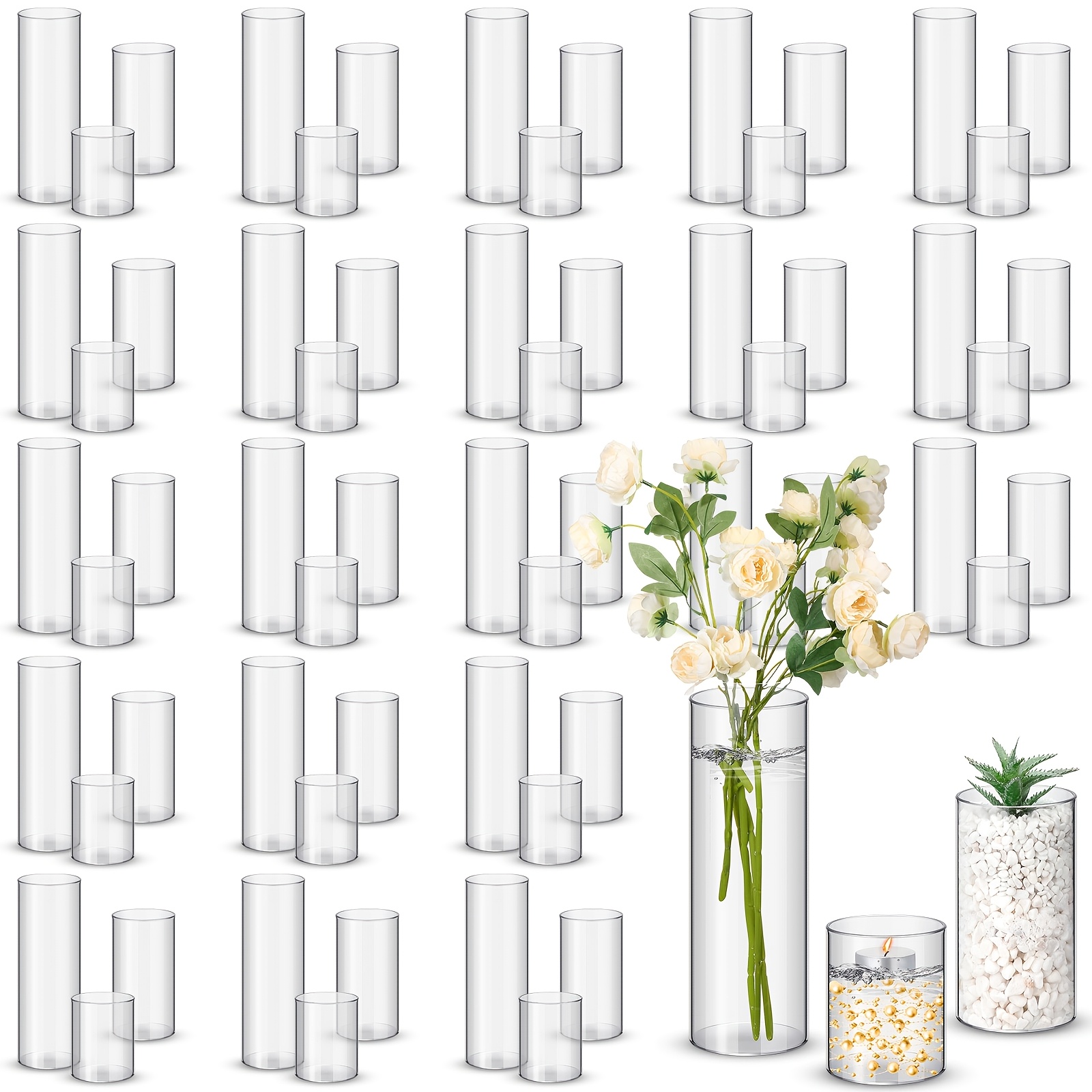 60-Piece Clear Tall Cylinder V - огляд і ціна Home Decor Vase With Flowers