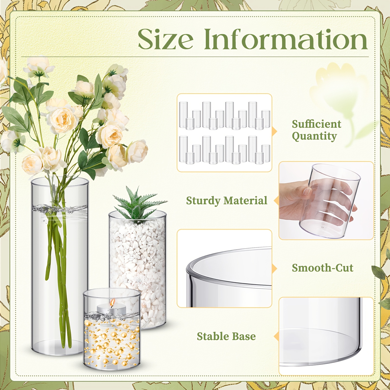 60-Piece Clear Tall Cylinder V - огляд і ціна Home Decor Vase With Flowers