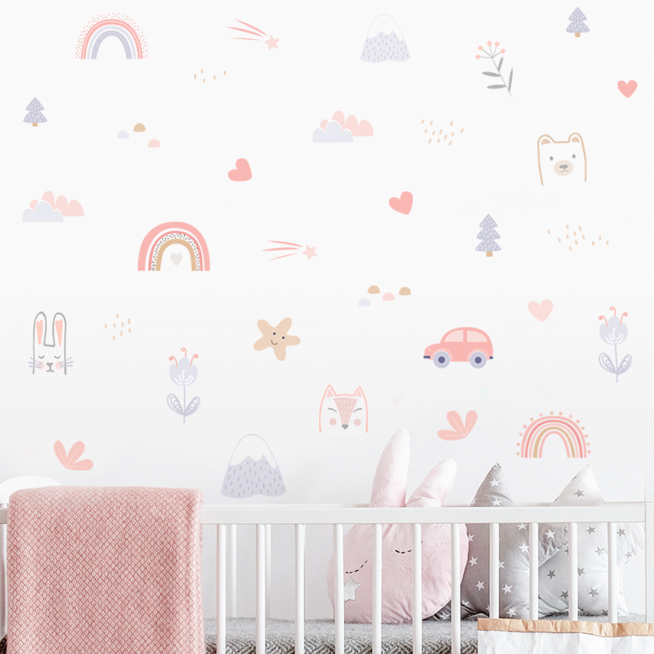 Cartoon Rainbow Animals Faces  - огляд і ціна Home Decor Vinyl Flooring