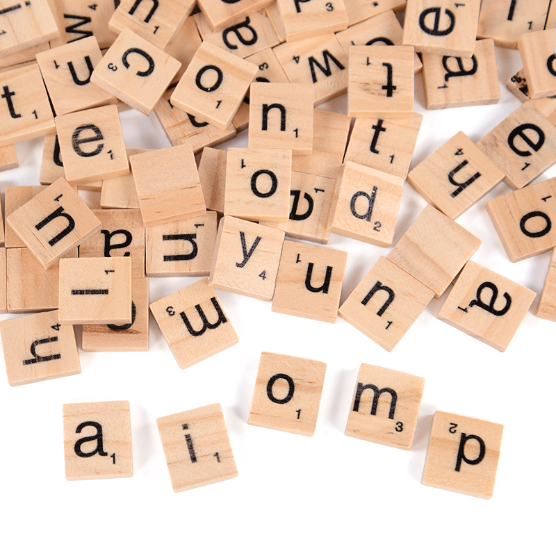100Pcs Wood Tiles Letter Alpha - огляд і ціна Wooden Letter Sign