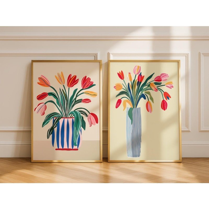 2pcs Tulip Flowers Canvas Wall - огляд і ціна Home Decor Tulip