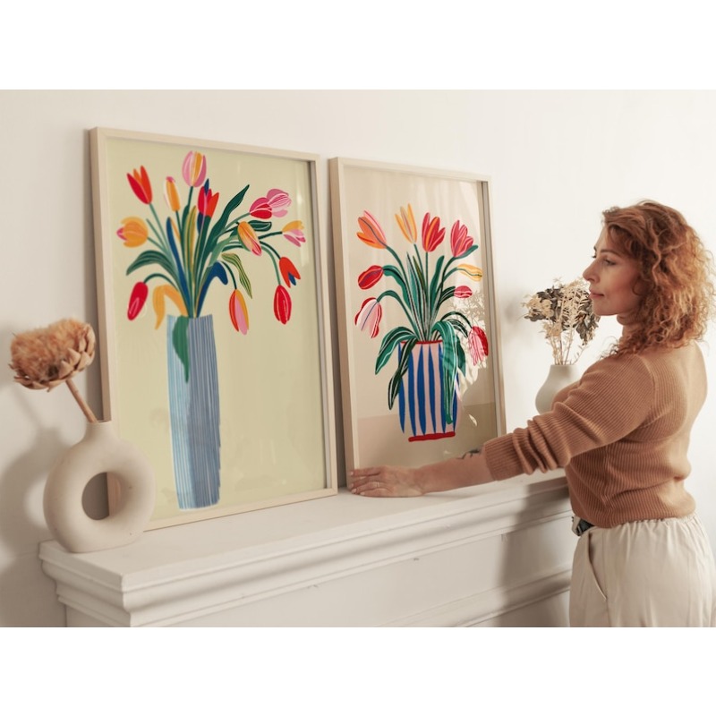 2pcs Tulip Flowers Canvas Wall - огляд і ціна Home Decor Tulip