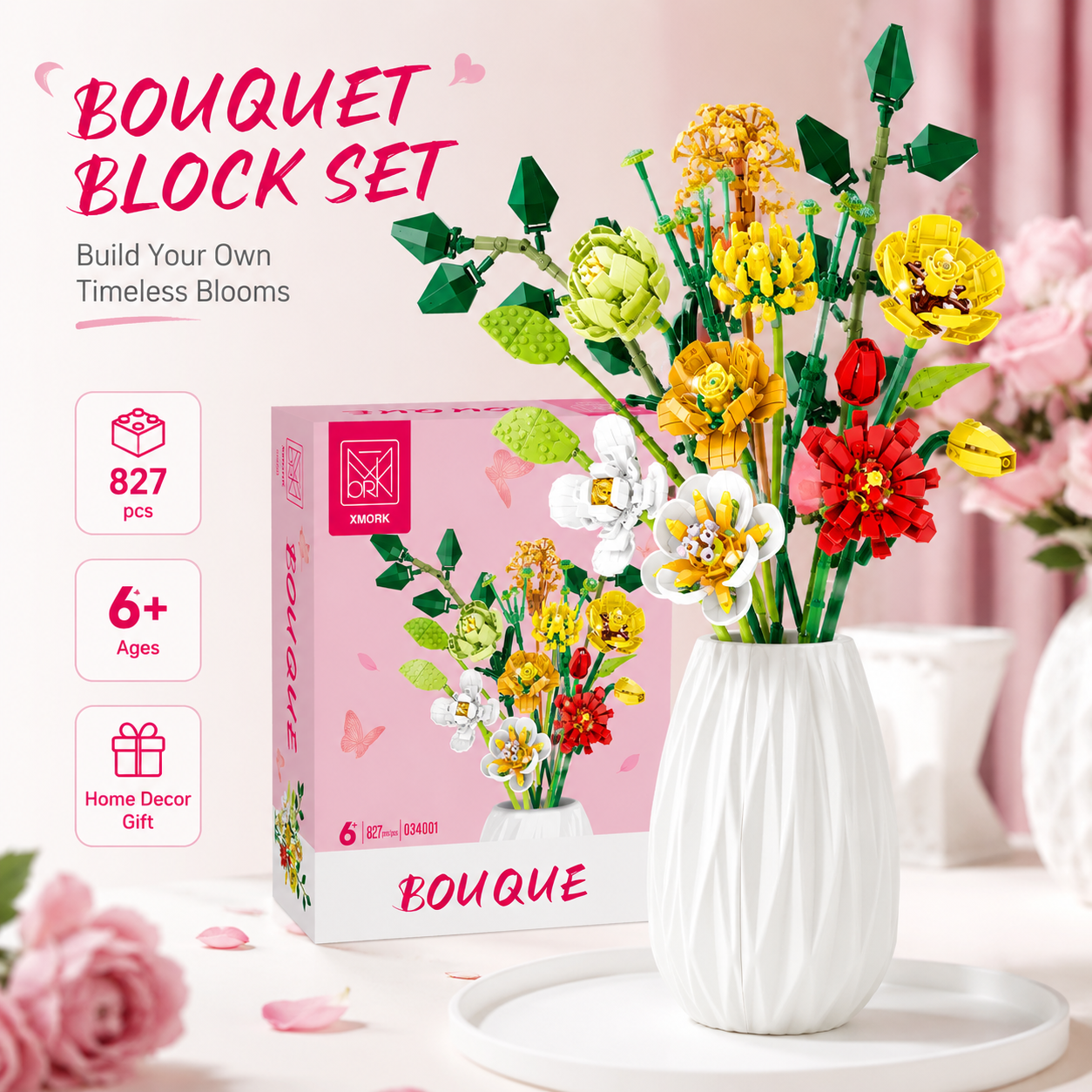 Bouquet Flower Building Blocks - огляд і ціна Home Decor Vase With Flowers
