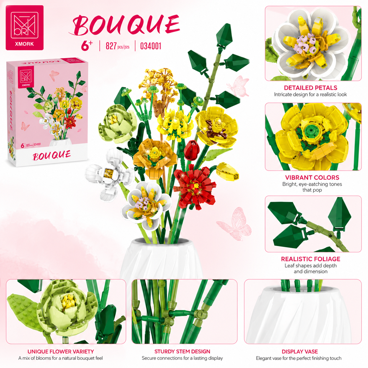 Bouquet Flower Building Blocks - огляд і ціна Home Decor Vase With Flowers