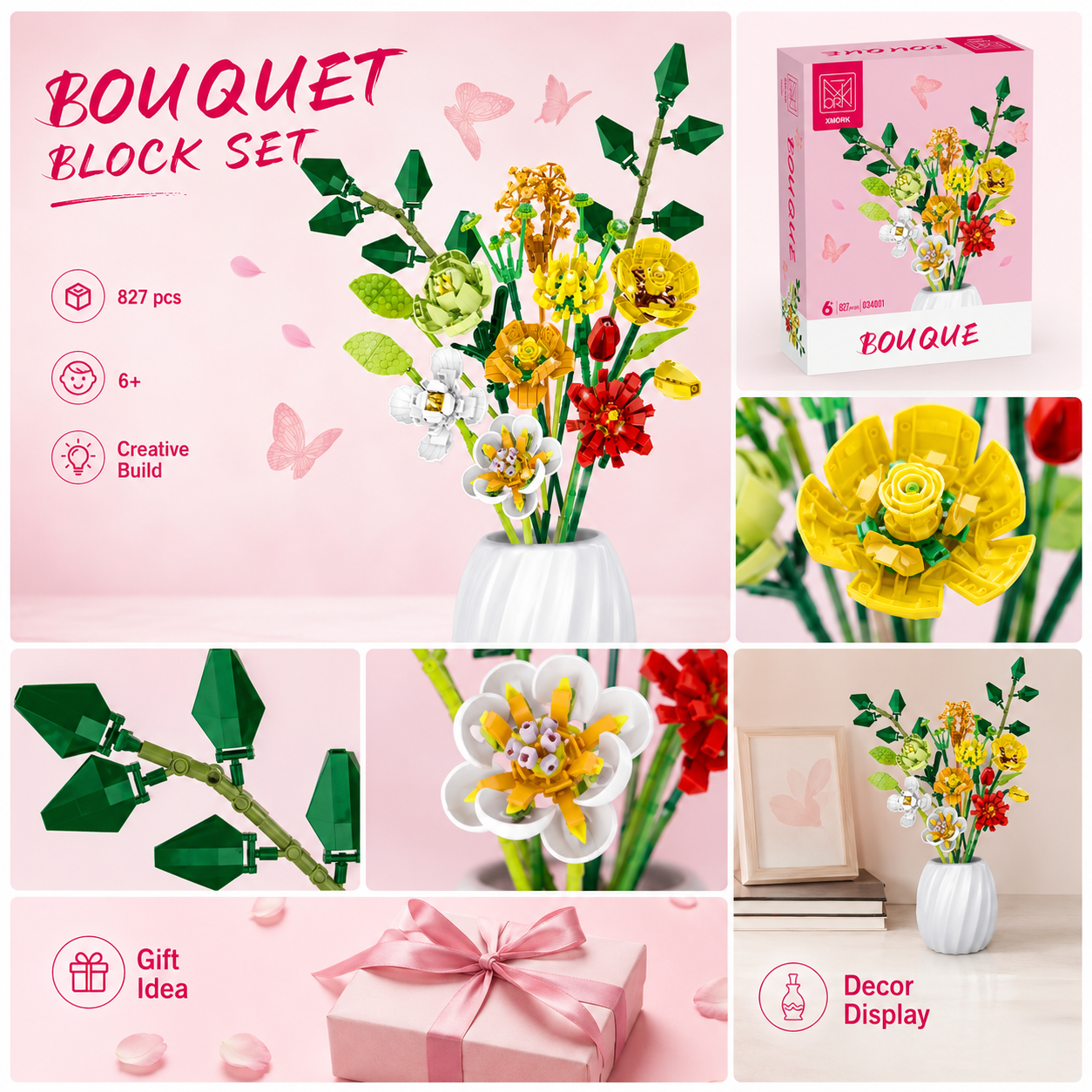 Bouquet Flower Building Blocks - огляд і ціна Home Decor Vase With Flowers