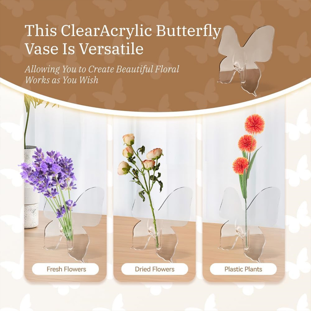 Transparent Butterfly Acrylic  - огляд і ціна Home Decor Vase With Flowers