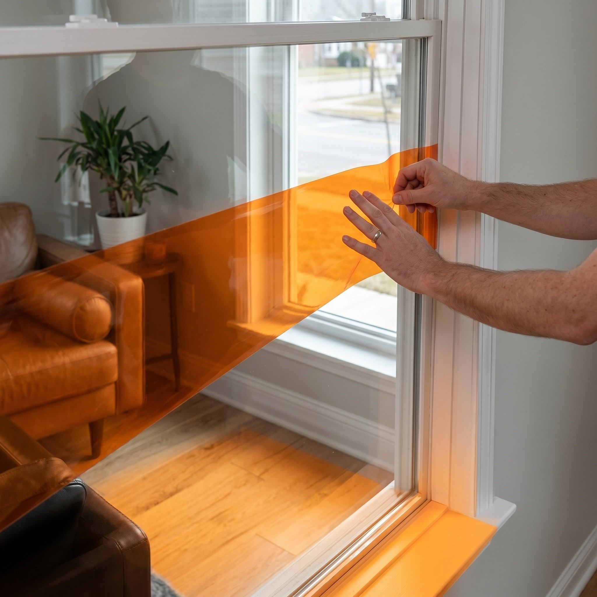 Colored Static Cling Window Fi - огляд і ціна Home Decor Orange